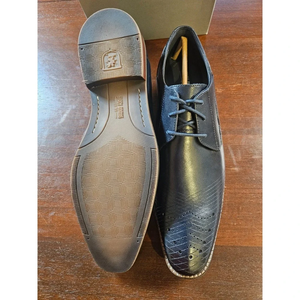 Stacy Adams Men's 11.5 Oxford Jovian Navy Marine Leather Dress Shoes 25504-410